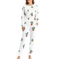 Funny Sloth Cactus Women's Pajama Set Two Piece Loungewear Long Sleeve Top Pant Sleepwear