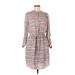 Apt. 9 Casual Dress - Shirtdress Crew Neck 3/4 sleeves: Gray Print Dresses - Women's Size 8