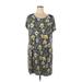 Sundays Casual Dress - Shift Scoop Neck Short sleeves: Black Print Dresses - Women's Size 1X