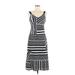 DKNY Casual Dress - Midi V-Neck Sleeveless: Black Print Dresses - Women's Size 2X-Small