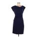 Maggy Boutique Casual Dress - Sheath Cowl Neck Short sleeves: Blue Print Dresses - Women's Size 8