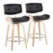 Wade Logan® Laurenzio Swivel 26.75" Counter Stool Wood/Upholstered/Leather in Black | 43.25 H x 20.75 W x 20.75 D in | Wayfair