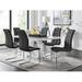 East Urban Home Scottsmoor Modern High Gloss Halo 6 Seater Dining Table Set w/ Luxury Faux Leather Dining Chairs Wood/Glass/Upholstered/Metal | Wayfair