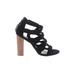Splendid Heels: Strappy Chunky Heel Boho Chic Black Print Shoes - Women's Size 7 1/2 - Open Toe