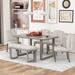 60" Dining Table Set with 4 Upholstered Chairs & Bench, Minimalist 6-Piece Chair Sets with Soft Cushion Seat Backs & Cushions