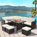 Costway 7 PCS Patio Furniture Set Rattan Sectional Conversation Sofa - See Details