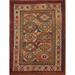 Pre-1900 Antique Kazak Vegetable Dye Rug Handmade Wool Carpet - 4'4" x 5'11"