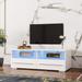 TV Stand for 43 Inch TV, Rustic Entertainment Center Media TV Console Table with 2 Drawers & Color-Changing Light Strips