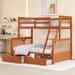 Twin Over Full Bunk Bed with Ladders,Two Storage Drawers and Guardrail,Solid Wood Bedframe for Bedroom Dorm, for Kids, Walnut