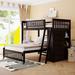 Twin Over Full Bunk Bed with 6 Drawers & Flexible Shelves, with Wheels