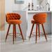 Contemporary Counter Bar Stools with Button Tufted Back（Set of 2）Orange - Set of 2