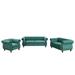 Three-Piece Velvet Upholstered Sofa Set 3 Seater Sofa Loveseat and Single Couch Set with Button Tufted Backrest Solid Wood Legs