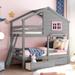 Designs Twin Over Twin House Bunk Bed with 2 Drawers, 1 Storage Box, 1 Shelf, Window and Roof, Wooden Bunk Bed Frame