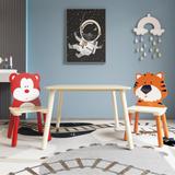 Kids Table and 2 Chairs Set, 3 Pieces Toddler Table and Chair Set, Wooden Activity Play Table Set