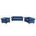 Three-Piece Velvet Upholstered Sofa Set 3 Seater Sofa Loveseat and Single Couch Set with Button Tufted Backrest Solid Wood Legs