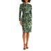 Abstract Print Keyhole Tie Waist Sheath Dress - Green - Maggy London Dresses