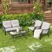 Costway 4 PCS Patio Furniture Set Outdoor Conversation Sofa Tempered Glass Coffee Table