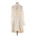 Philosophy Di Lorenzo Serafini Casual Dress - Mini Tie Neck Long sleeves: Ivory Print Dresses - Women's Size 38
