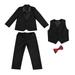 Kids Toddler Baby Boys Spring Summer Cotton Long Sleeve Pants Coat Vest Solid 4PC Suit Clothes Summer Baby Boy Outfits Sweatsuit for Girls Size 8