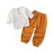 Toddler Kids Baby Boy Girl Solid Pullover Long Sleeve Cotton Linen Sweatshirt T Shirt Crewneck Tops Shorts Set Clothes Boy New Born Clothes Toddler Boy Clothes Outfits