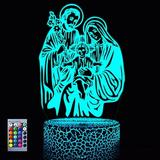 YSTIAN 3D Virgin Mary Night Light Lamp Illusion Night Light 16 Color Changing Table Desk Decoration Lamps Gift Acrylic Flat ABS Base USB Cable Toy