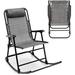 Folding Rocking Chair Rocking Camping Chair with Pillow & Armrests Folding Lounge Rocker for Outdoor Poolside Yard Garden Indoor