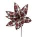 Vickerman 17 Artificial Red White and Jute Plaid Poinsettia Christmas Stem 4 per bag