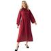 Plus Size Women's Pleated Midi Dress With Neck Tie by ellos in Burgundy (Size 10/12)