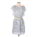 Gabby Skye Casual Dress - Mini: Gray Floral Dresses - Women's Size 8