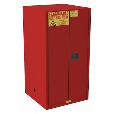 CONDOR 491M98 Flammable Safety Storage Cabinet, Recessed Pull Handle, Red, 2