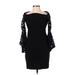 Fifteen Twenty Casual Dress - Sheath Open Neckline 3/4 sleeves: Black Print Dresses - Women's Size Small