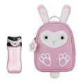 Chicco Hasen-Rucksack und Reisebecher-Set, praktisches Set bestehend aus rosa Hasen-Rucksack und rosa 350 ml Reisebecher mit praktischer Öffnung und Dichtung, 2 Jahre +