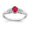 925 Sterling Silver Polished Open back Ruby and White Sapphire Ring Size N 1/2 Jewelry Gifts for Women