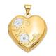 14ct Two Tone Polished Engravable Holds 2 photos Gold Floral Love Heart Locket Measures 27.6x21.6mm Wide Jewelry Gifts for Women