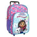 PERLETTI Carry On Backpack Gabby's Dollhouse for Girls - Travel Backpack for Kids with Detachable Wheels Adjustable Straps - Small Rucksack Trolley for Children Gabby Print Preschool - 36x25x15cm
