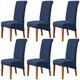 Dining Chair Covers Set of 6 - Velvet XL Chair Covers for Dining Chairs 6, Stretch High Back Dining Chair Slipcovers Chair Protector Cover for Dining Room Wedding Hotel Banquet Party (Velvet Navy)