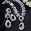 Yellow Gold Color GreenCubic Zirconia Beads Bridal Wedding Jewelry Sets For Wedding Brides Jewellery Sets