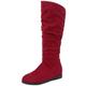 CuteFlats Autumn/Winter Comfort Knee High Slouch Boots with Wedge Heels and Round Toe for Women