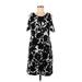 Ann Taylor Casual Dress - Mini Scoop Neck Short sleeves: Black Print Dresses - Women's Size Medium