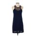 Tibi Casual Dress - Mini High Neck Sleeveless: Blue Print Dresses - Women's Size X-Small