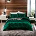 Alwyn Home Silk Like Satin Duvet covers soft Lightweight 3 Pieces Silky Bedding w/ Zipper Closure Microfiber in Green | Wayfair