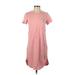 Calvin Klein Casual Dress - Shift Crew Neck Short sleeves: Pink Print Dresses - Women's Size Small