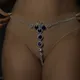 Stonefans – culotte tanga Sexy en strass bleu chaîne de corps en cristal bijoux ceinture Bikini