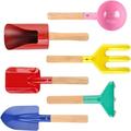 DEELLEEO 6 Piece Kids Beach Tools Children Beach Sand Toys Safe Beach Gardening Set Spoon Fork Trowel Rake & Shovel for Kids