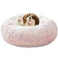 Western Home Faux Fur Dog Bed & Cat Bed Original Calming Dog Bed for Small Medium Large Pets Anti Anxiety Donut Cuddler Round Warm Washable Cat Bed for Indoor Cats(24 Pink)