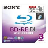 SONY Blu-ray Disc Recording BD-RE Rewritable Double Layer Double Speed 50GB Pack of 3 3BNE2VBSJ2