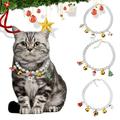 Deyuer Pet Necklace Adjustable Friendly to Skin Extension Chain Lobster Clasp Design Allergy Free Dress Up Resin Pet Imitation Pearl Necklace with Xmas Cartoon Pendants Pet Supplies