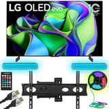 LG OLED48C3PUA OLED evo C3 48 Inch HDR 4K Smart OLED TV (2023) Bundle with Monster TV Full Motion Wall Mount for 32 -70 with 6 Piece Sound Reactive Lighting Kit