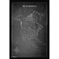 Chalk Map - North America Wall Poster 22.375 x 34 Framed