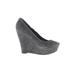 Nine West Wedges: Gray Solid Shoes - Women's Size 8 - Round Toe